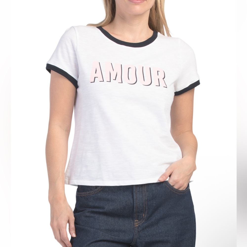 Cinq à Sept White and Black 'AMOUR' Tee XS